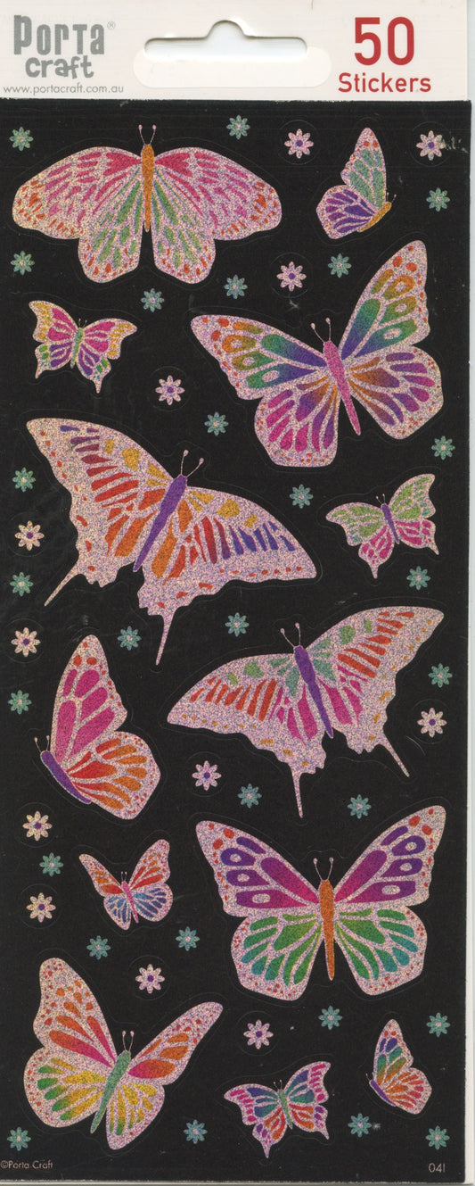 Butterfly Shimmer and Flower Stickers - 50 pack