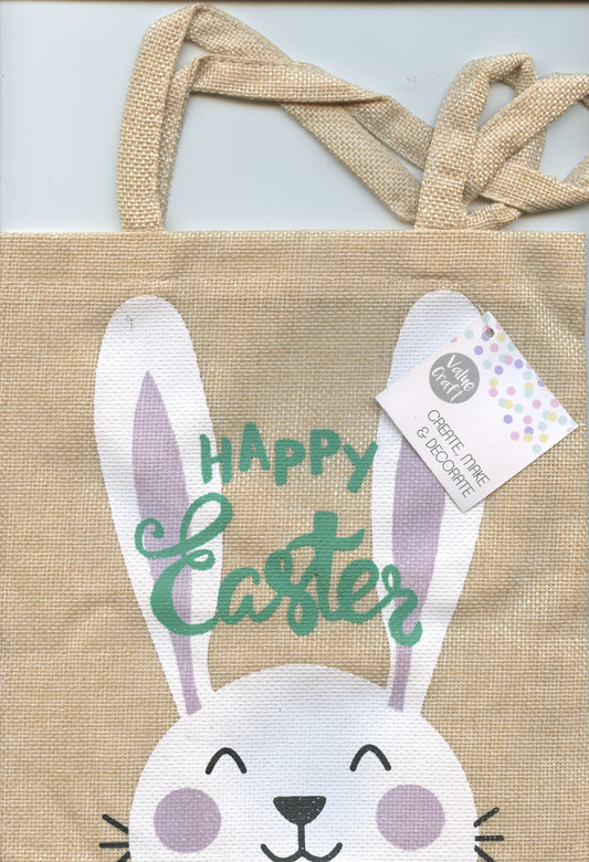 Happy Easter Bag - Hessian with Bunny Face - 1 pk