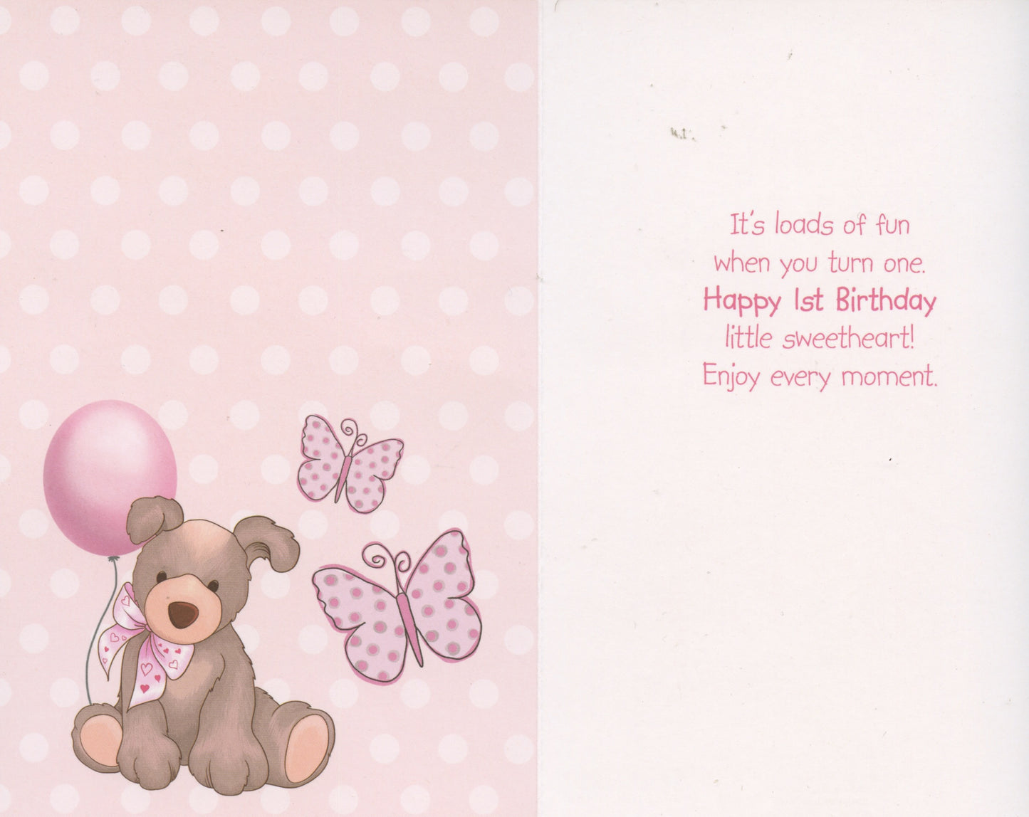 Happy 1st Birthday - Girl - Card and envelope