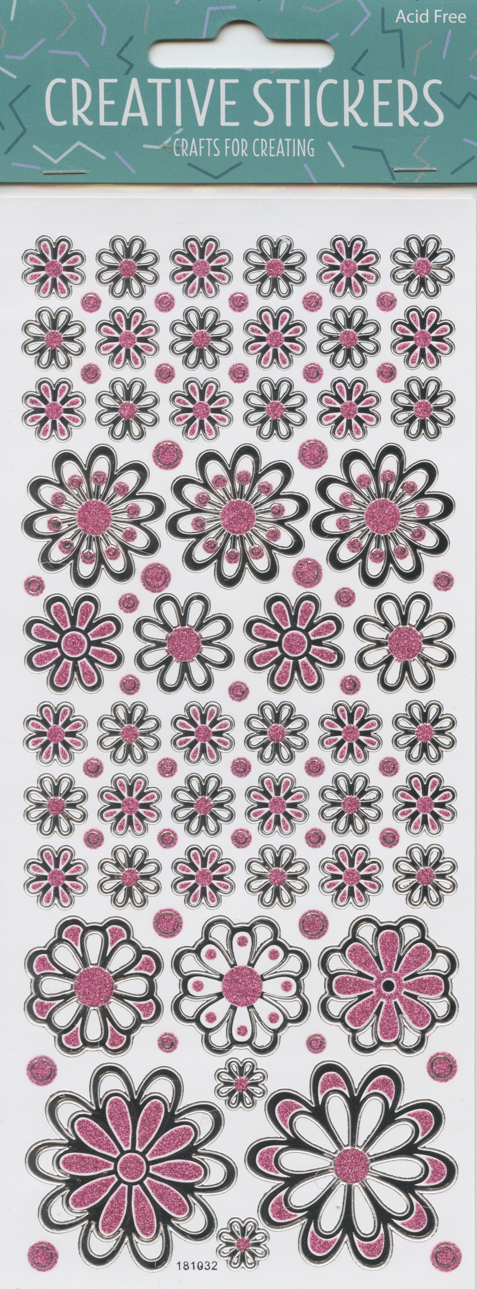 Glitter Flower Stickers - Pink and Silver - 1 sheet – The Crafty Bear Shop