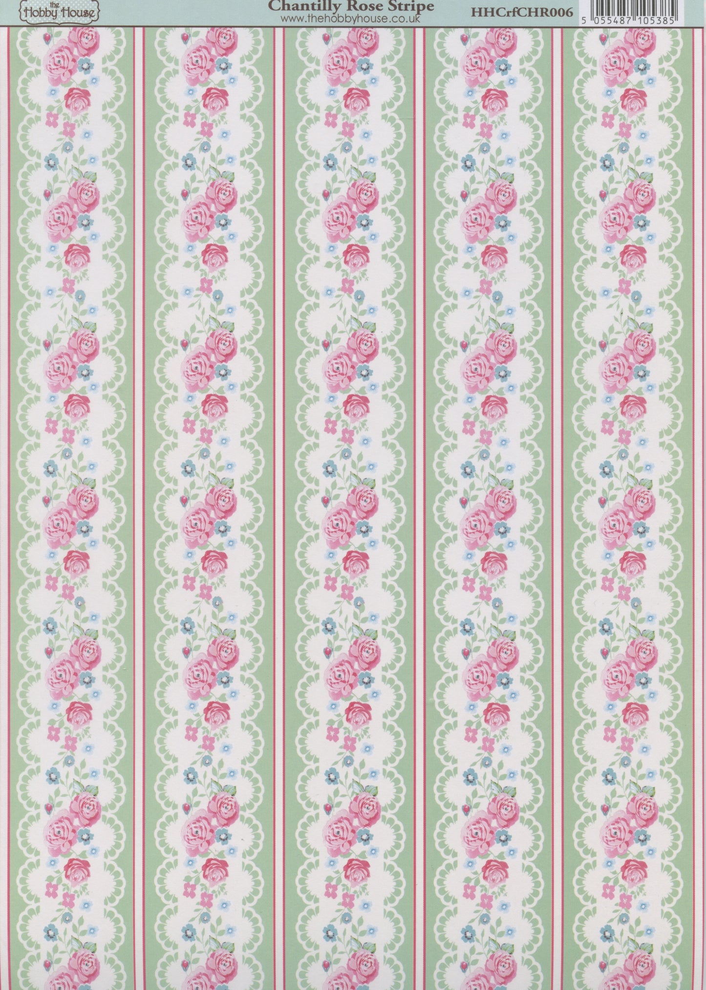 Hobby House Paper - Chantilly Rose Stripe - 29.8x21cm