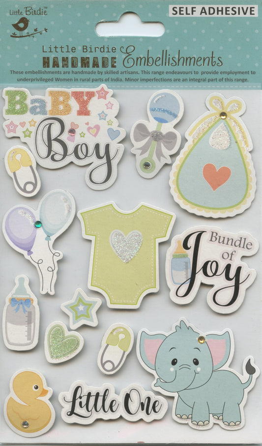 Little Birdie Handmade - Little One Baby Boy - Self Adhesive - 14pc