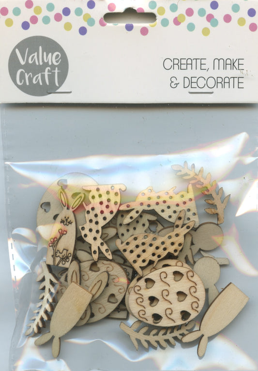 Easter Wooden Cut Outs - 25 pcs