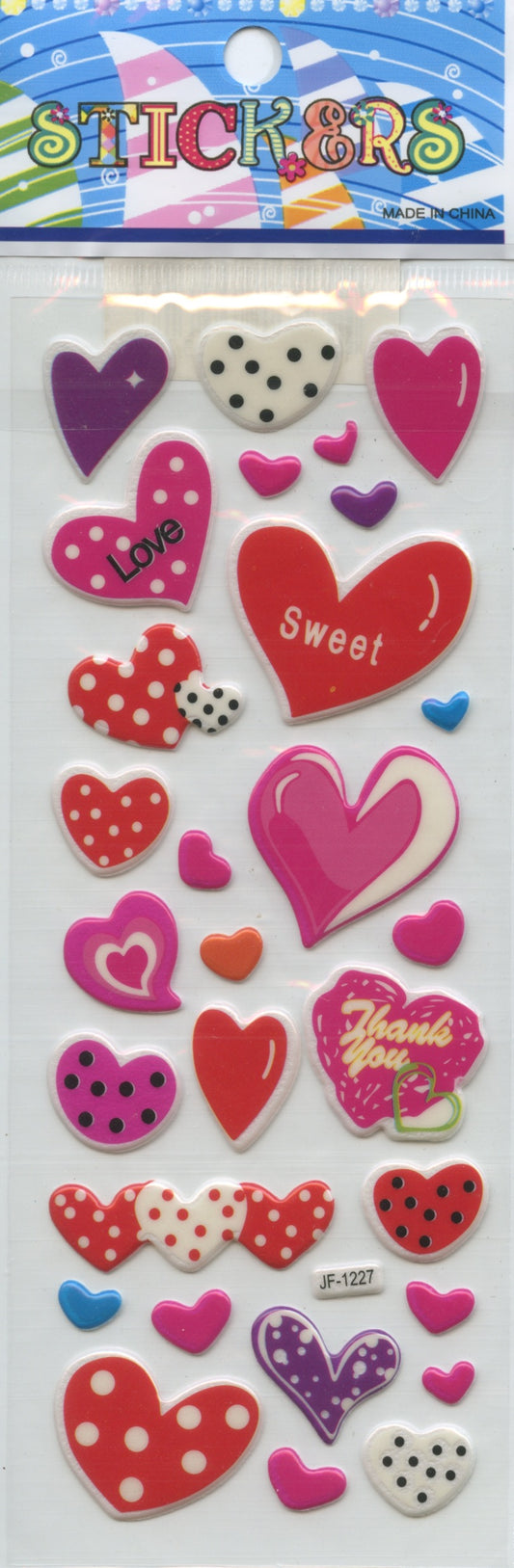 Puffy Heart Stickers - Assorted sizes - 29 pack
