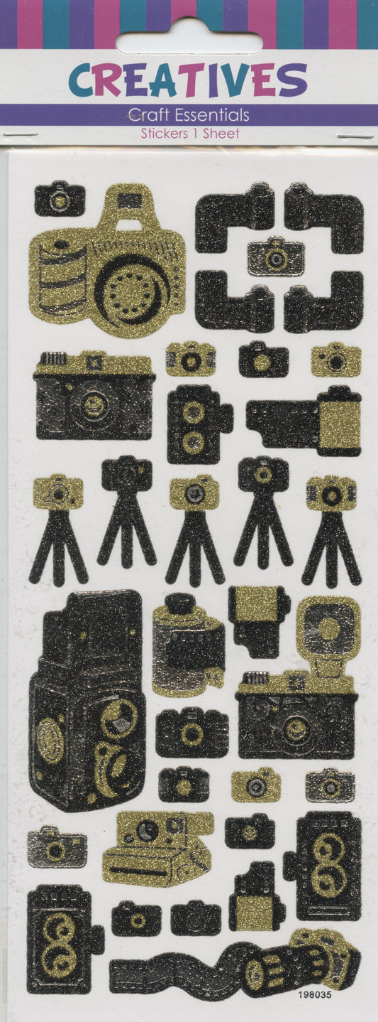 Glitter Photography Stickers - Black, Gold and Silver - 1 sheet