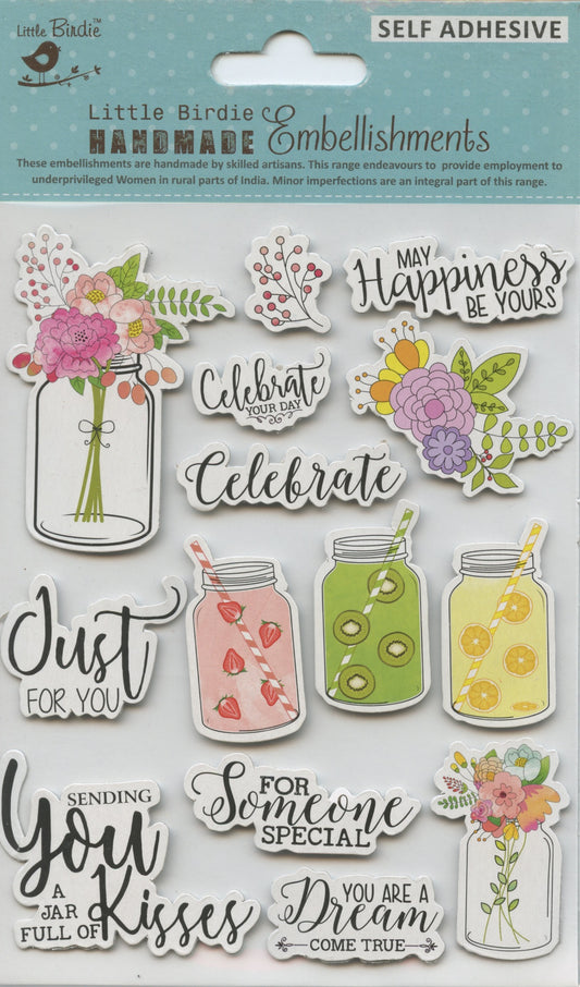 Little Birdie Embellishments - Self Adhesive - Special Celebration 13pc