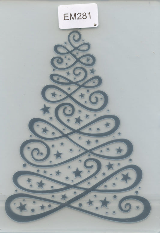 Embossing Folder - Christmas Tree Swirls/Stars - One Folder