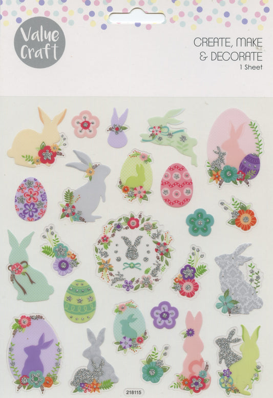 Value Craft Easter Bunny with Flowers and Eggs - One Sheet-26pc