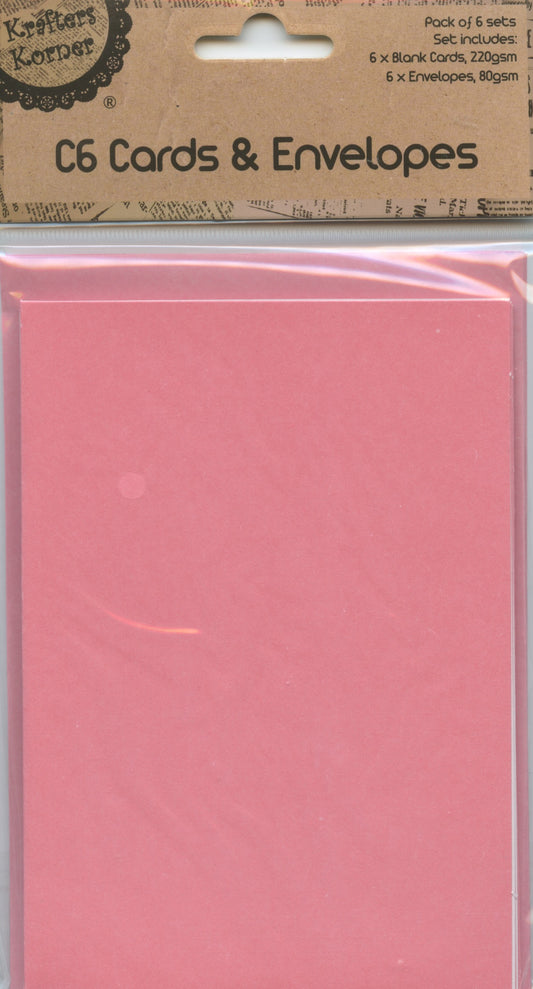 C6 Cards and Envelopes - Blush Pink - 6 sets