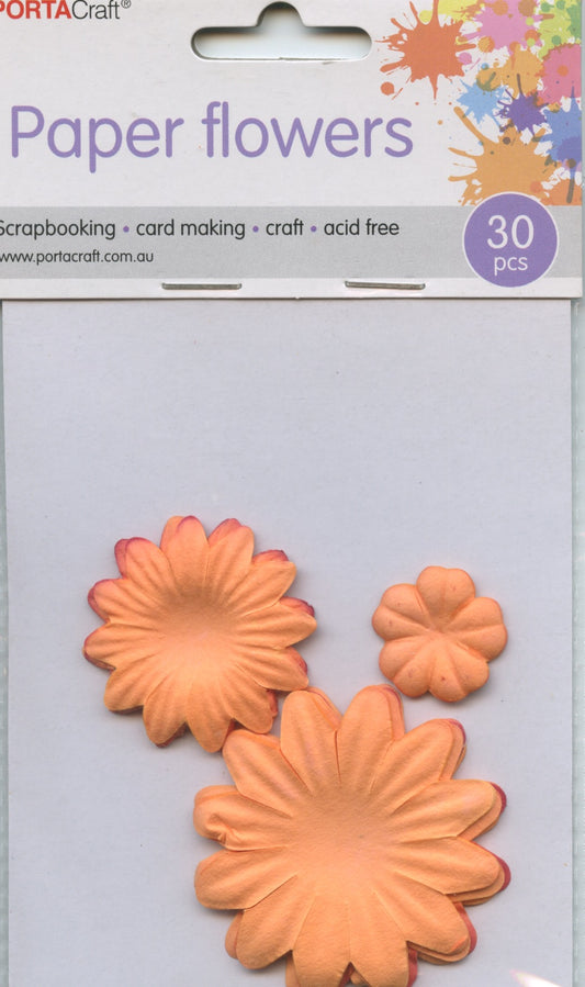 Paper Flowers - 3 Sizes - Orange - 30 pieces