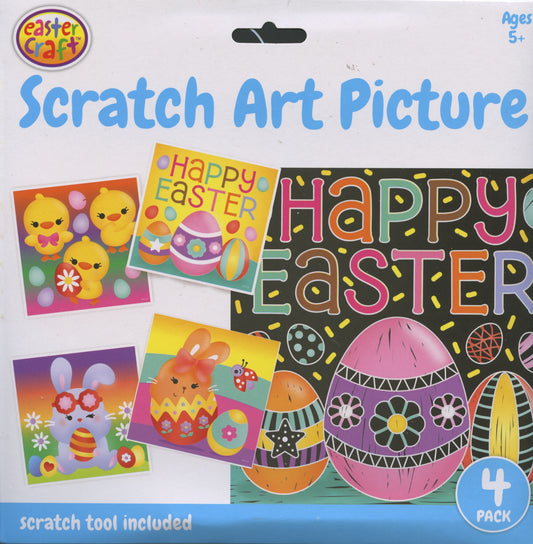 Easter Craft - Happy Easter Scratch Art Picture - 4 pack