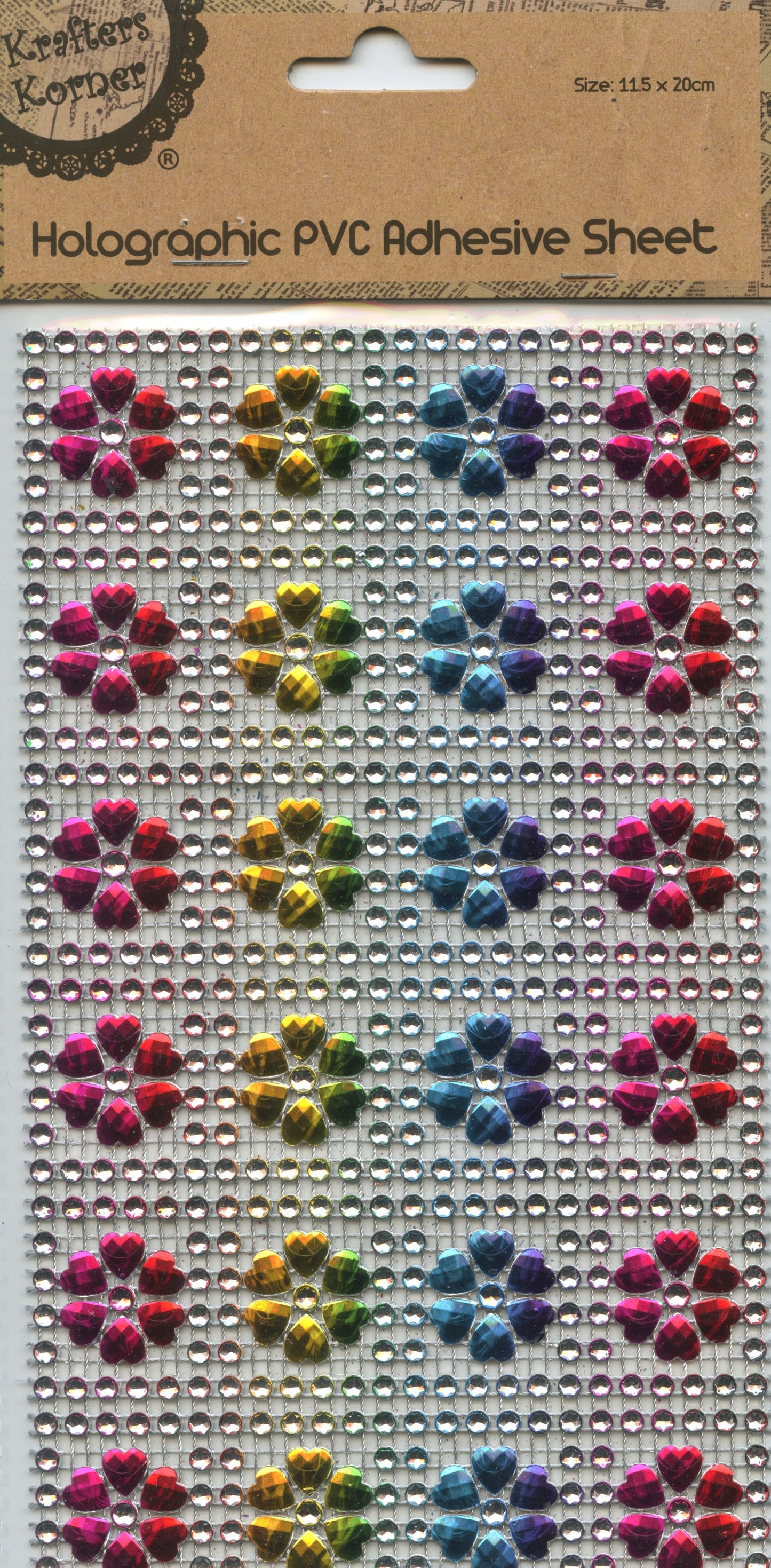 Holographic PVC Adhesive Sheet - Flowers - One Sheet