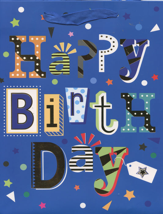 Happy Gift Bag - Blue - 23x18x10cm
