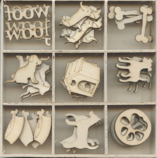 Wooden Embellishments - Dog Theme - 45 pack