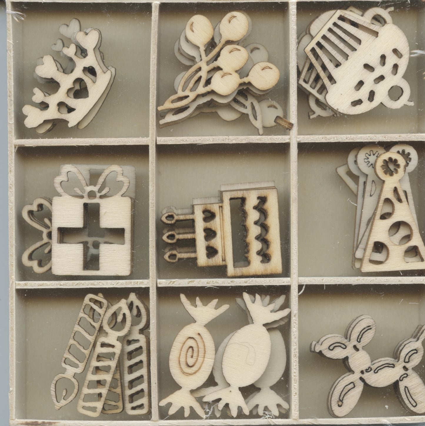 Wooden Embellishments - Party - 45 pack