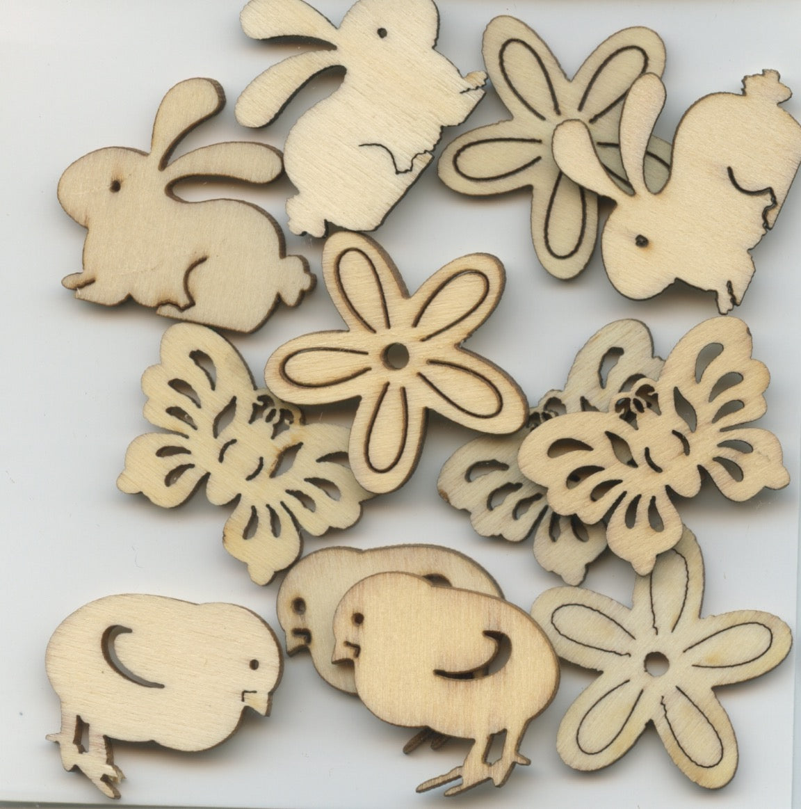Wooden Easter Embellishments - 12 pack
