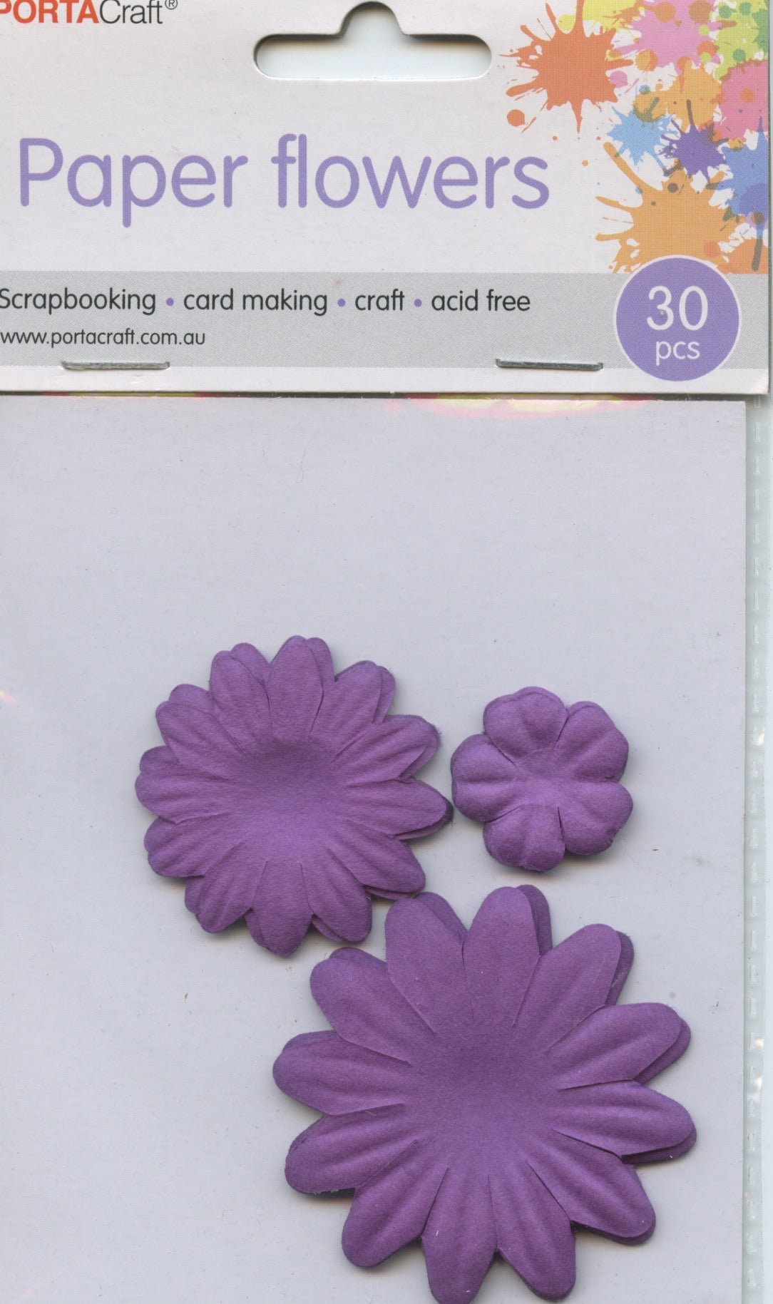 Paper Flowers - 3 Sizes - Purple - 30 pieces