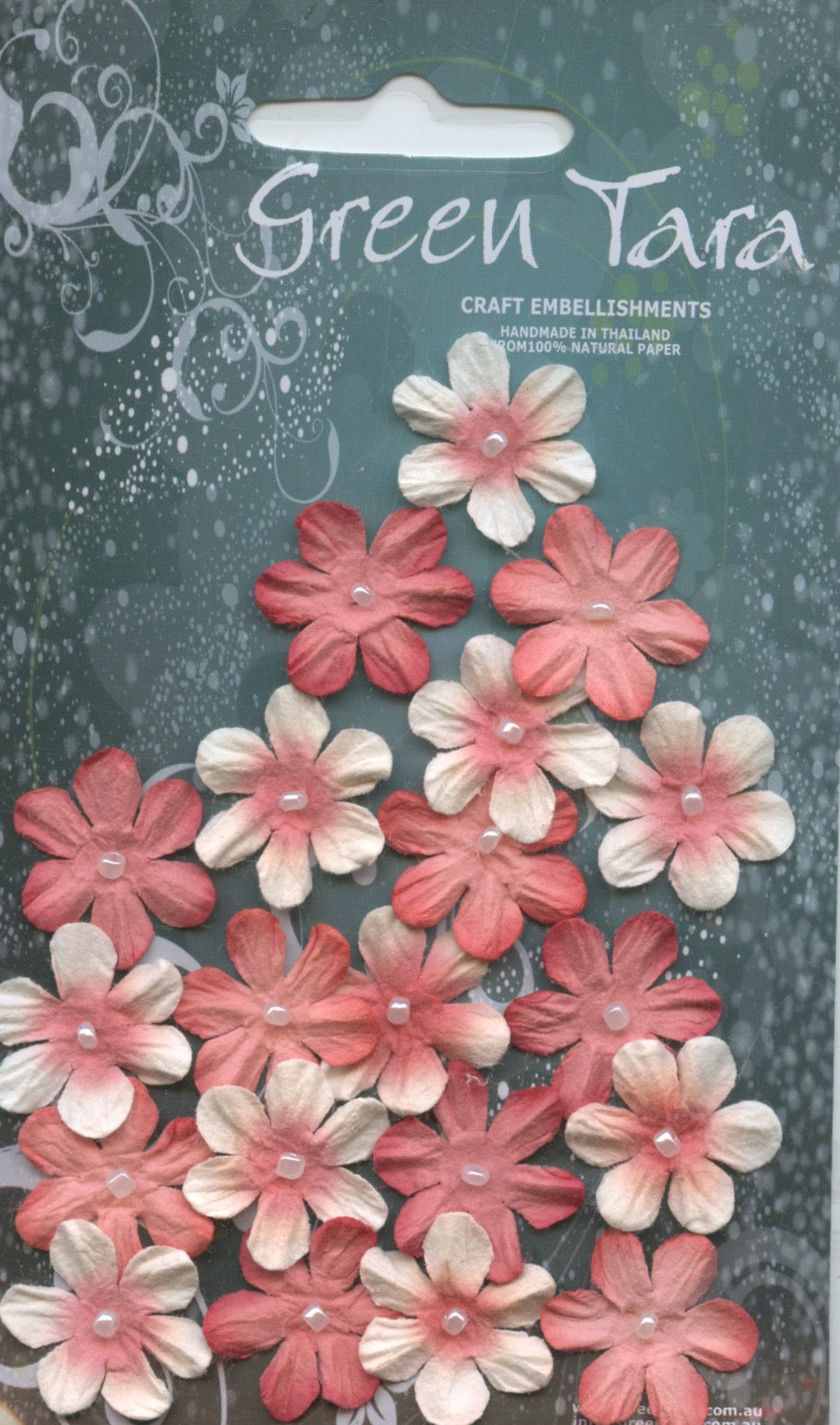 Mini Flowers - Peach with Pearl centre - 20 pk