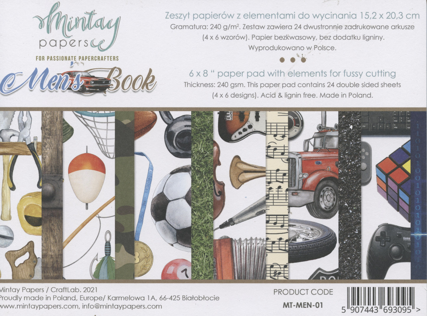 Men's Book - Paper pad - 24x Double sided sheets - 15.2x20.3cm