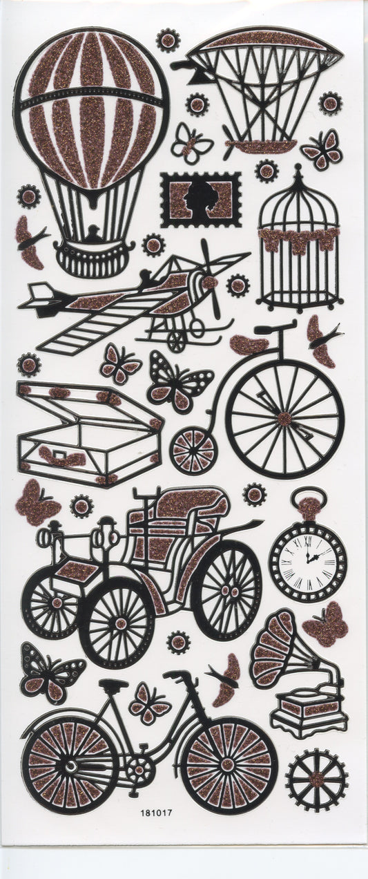 Vintage Vehicle Stickers - 1 Sheet Glitter