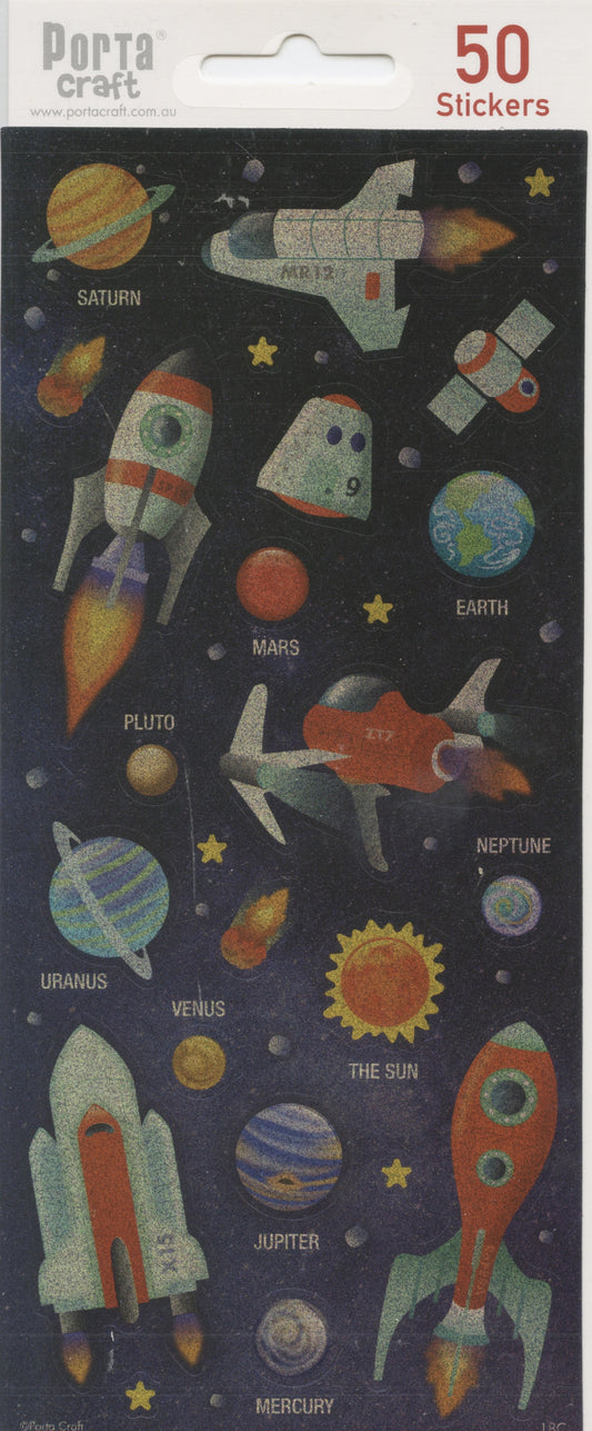Spaceship and Planet Stickers - 50 Stickers
