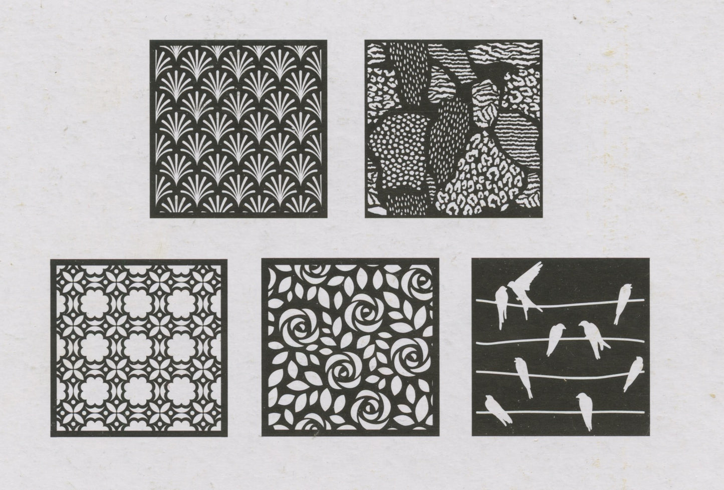 Art Deco Stencil Set - Set #2 - 5 sheets - 15x15cm