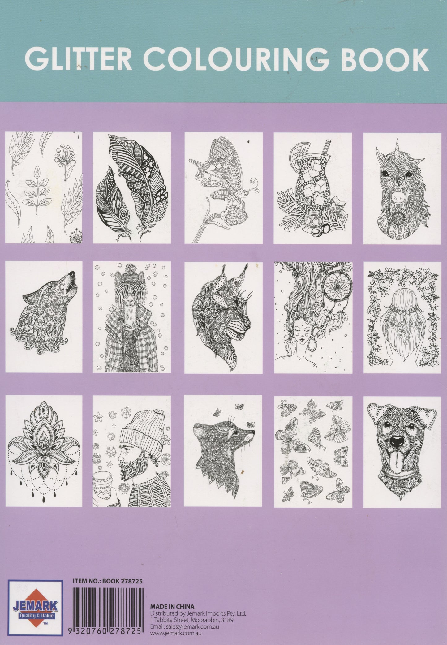 Glitter Colouring Book - Various Designs - 16 pages