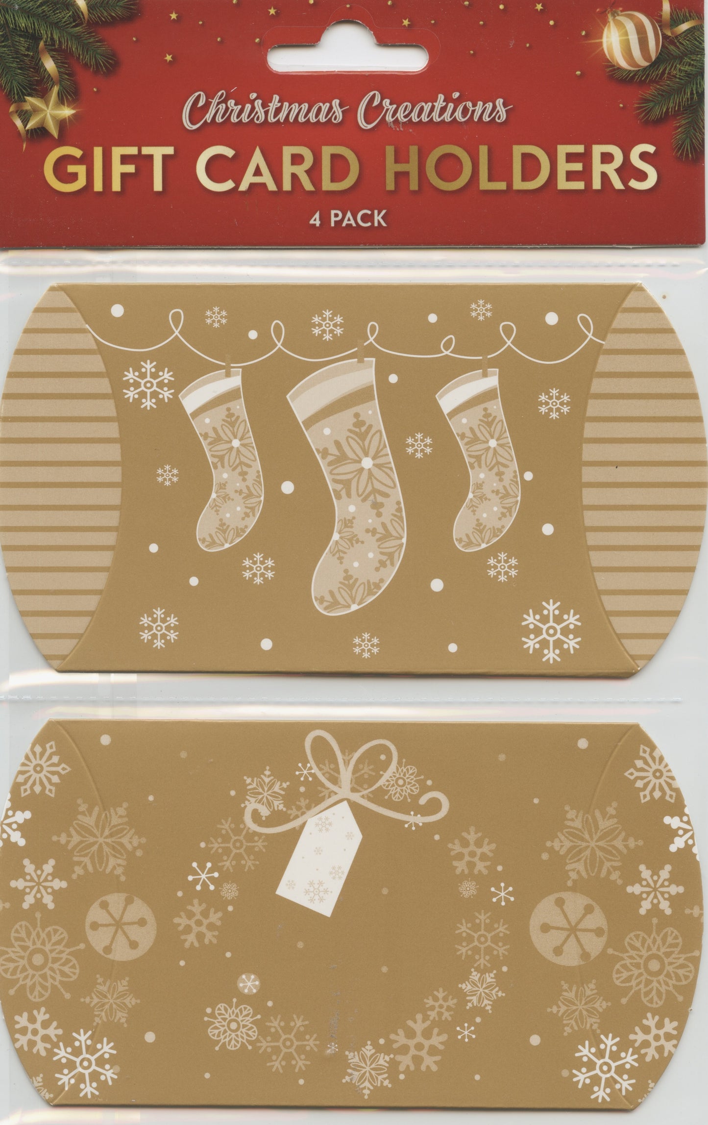 Gift Card Holders - Christmas Theme Gold/White - 4 pack