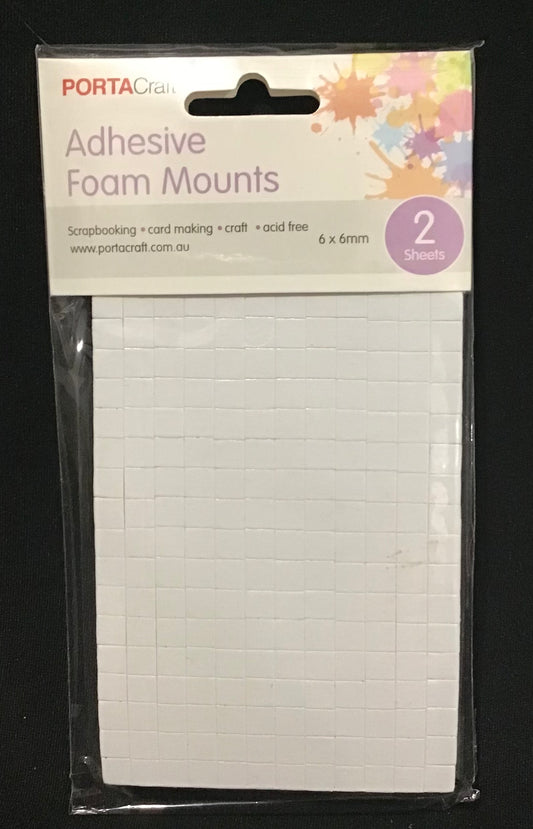 Adhesive foam mounts 6 x 6mm - 2 sheets (528 mounts)