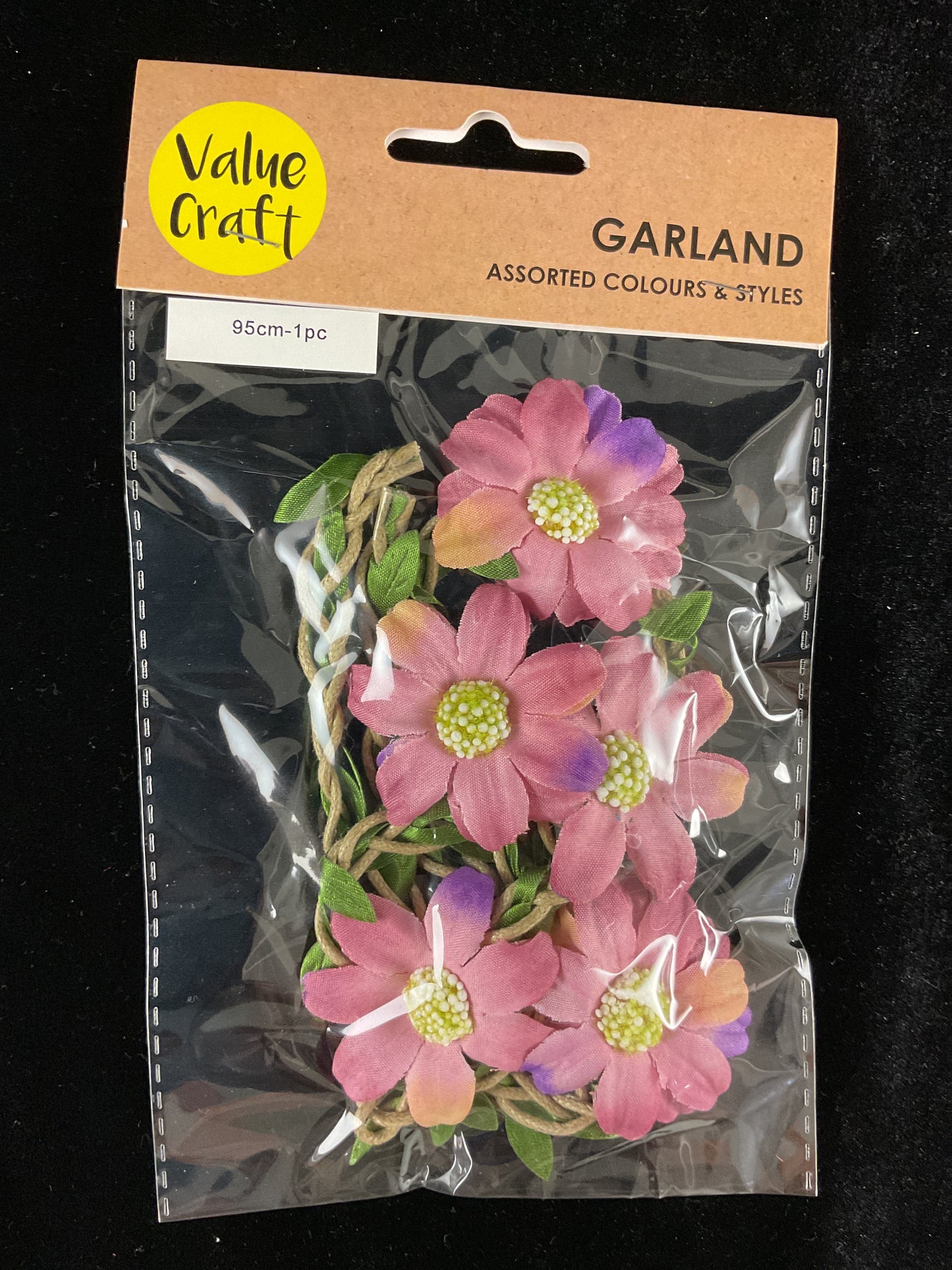 Garland with Pink/ mauve variegated Flower - 95cm - 1pc