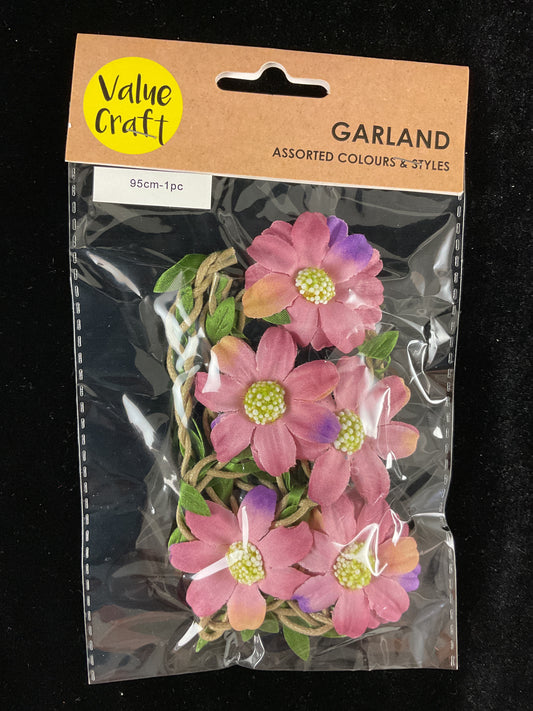 Garland with Pink/ mauve variegated Flower - 95cm - 1pc
