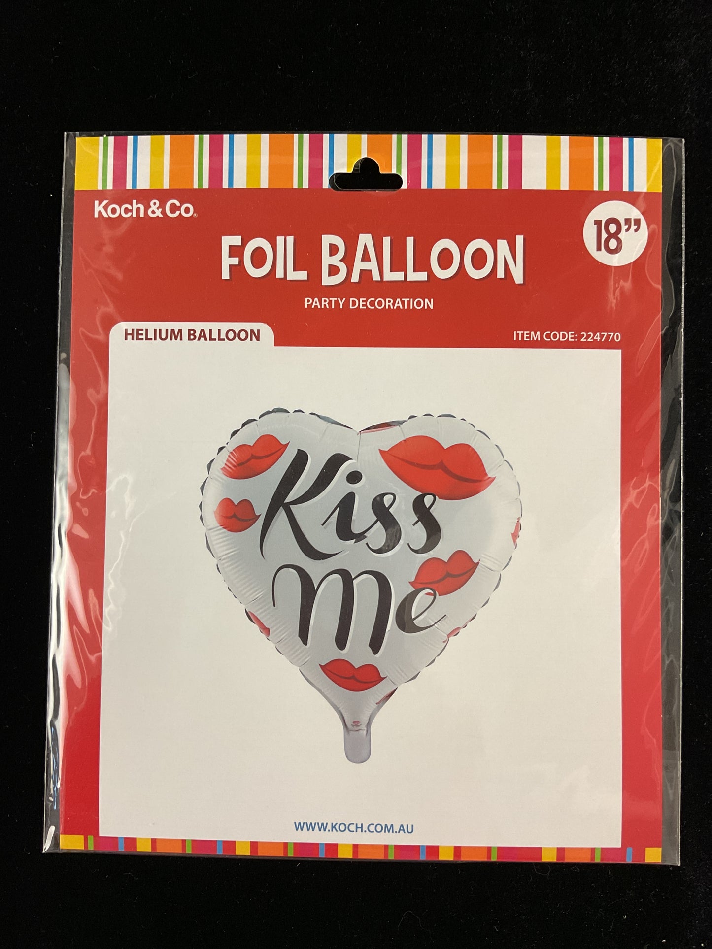 Kiss Me Heart Shape Foil Balloon - 18”