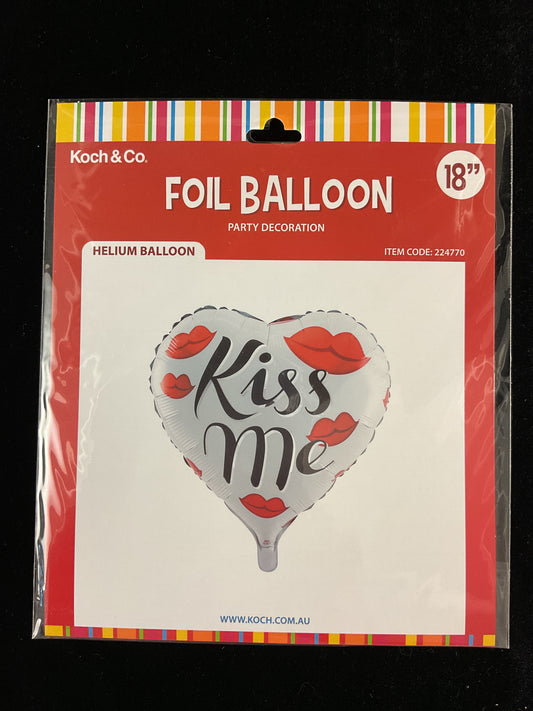 Kiss Me Heart Shape Foil Balloon - 18”