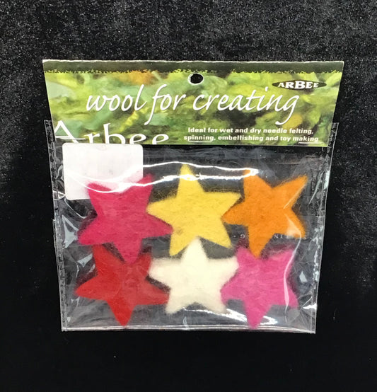 Felt Stars - Assorted Colours - 6pk