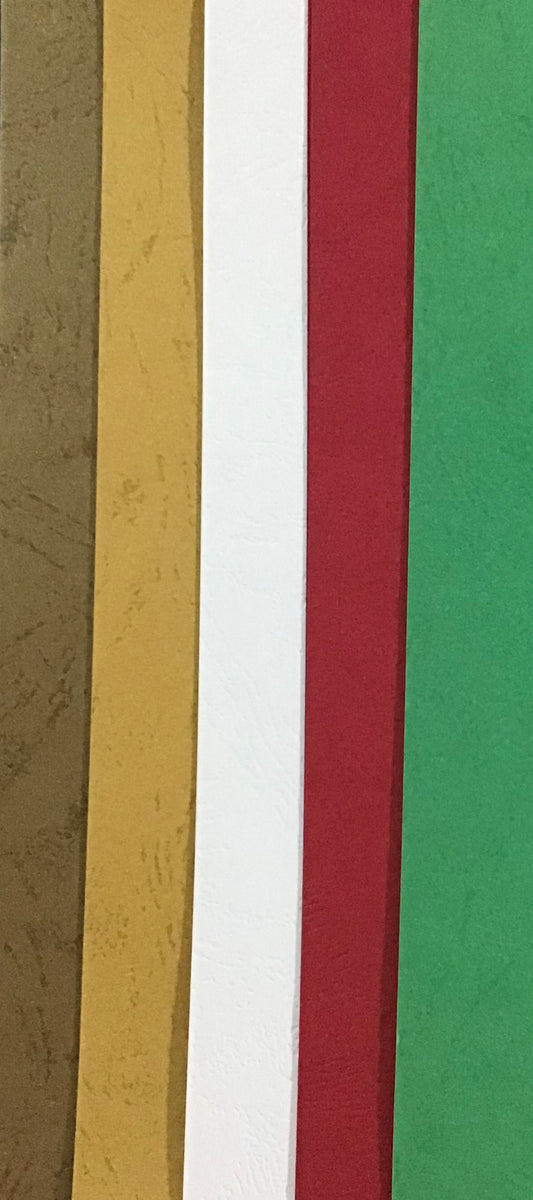Leather Grain Card - Brown/Caramel/White/Red/Green - 10 pack