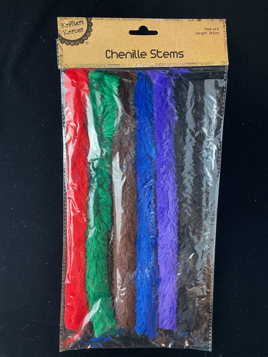 Chenille Stems - Jumbo Dark Colours - 6 pk