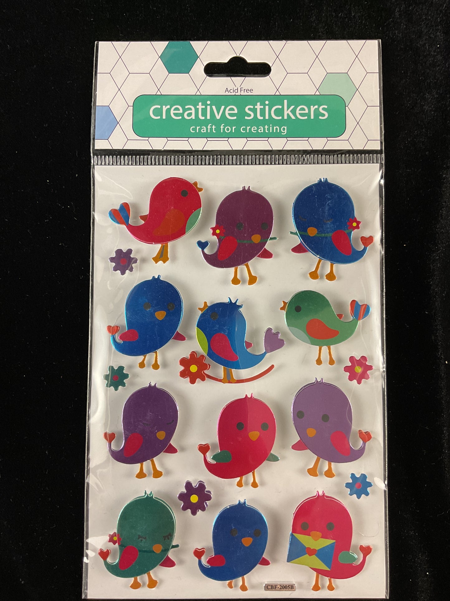 Metallic Bird and Flower Stickers - 17 pk