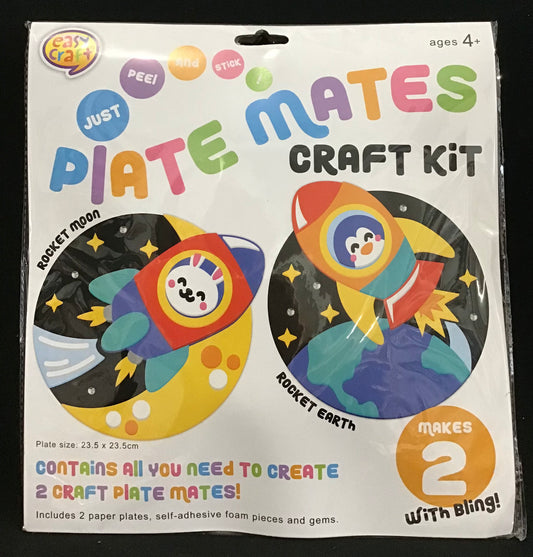 Plate Mates Craft Kit - Just Peel and Stick - Rocket Theme - Makes 2