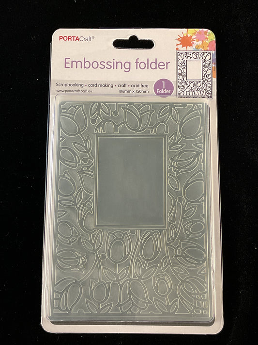 Embossing Folder - Rectangle frame with Tulip edge - One Folder