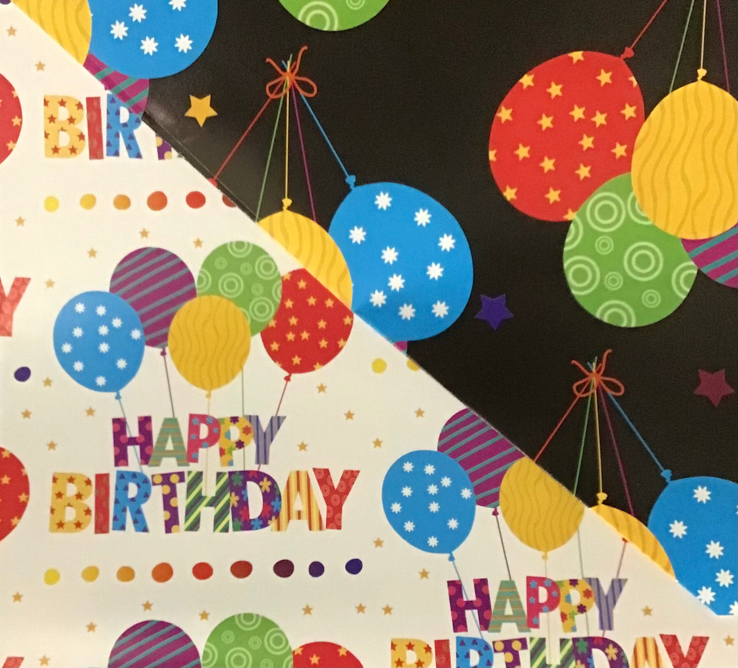 Koala Collection Wrap D/S - 2x Balloons on Black/Birthday Balloons - 69x49cm