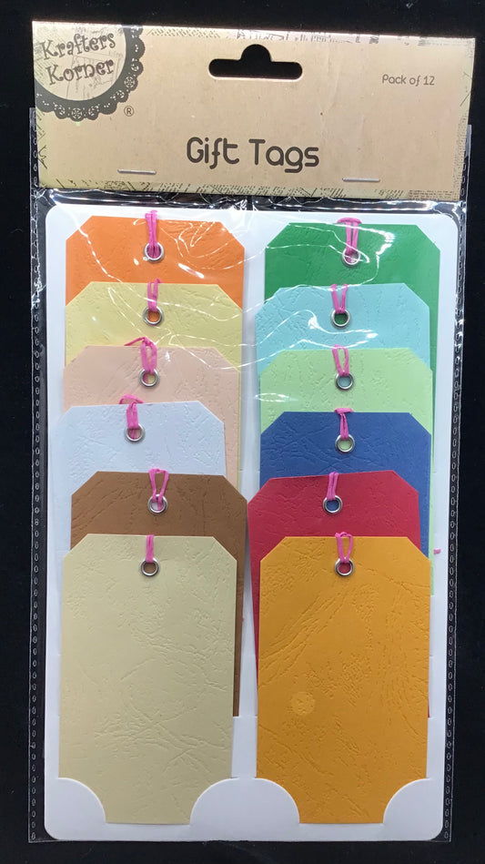 Leather Grain - Coloured Gift Tags - 12Pk