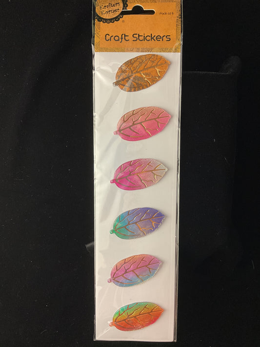 Craft Stickers - Gold Embossed Metallic - Leaves - 6pk