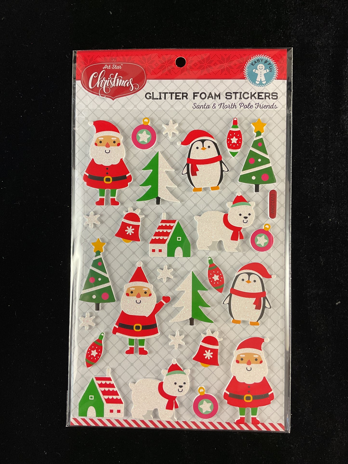 Art Star - Glitter Foam Stickers- Santa/North Pole Friends- 27pk