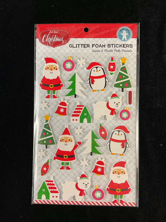 Art Star - Glitter Foam Stickers- Santa/North Pole Friends- 27pk