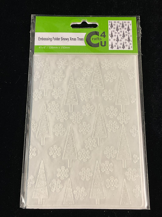 Embossing Folder - Snowy Christmas Trees - One Folder