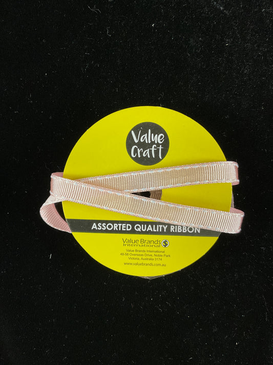 Baby Pink Grosgrain Stitched Ribbon - 10mm x 3m