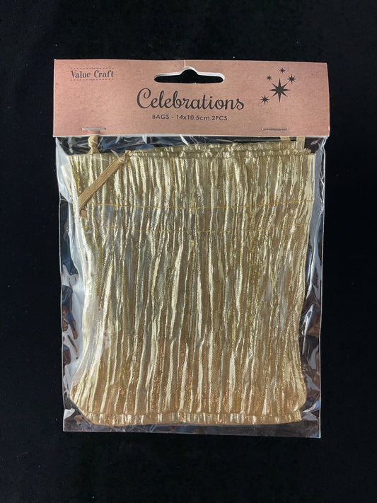 Gold Drawstring Bags - Gold - 2 pk