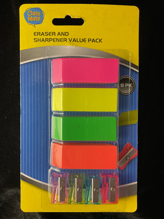 Eraser and Sharpener - Value pack - 8 pack