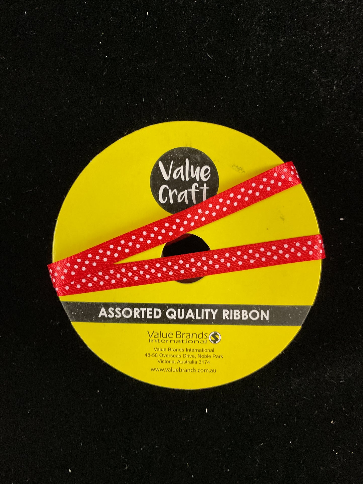 Red Satin Ribbon with white spots - 6mm x 3m