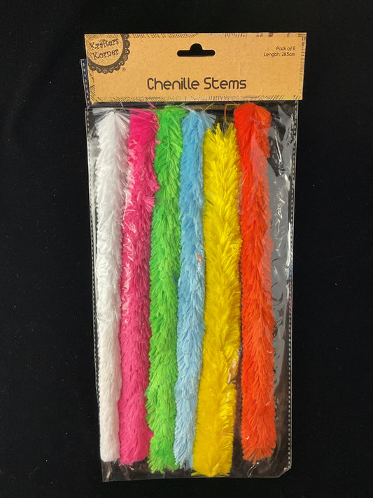 Chenille Stems - Jumbo Light Colours - 6pk